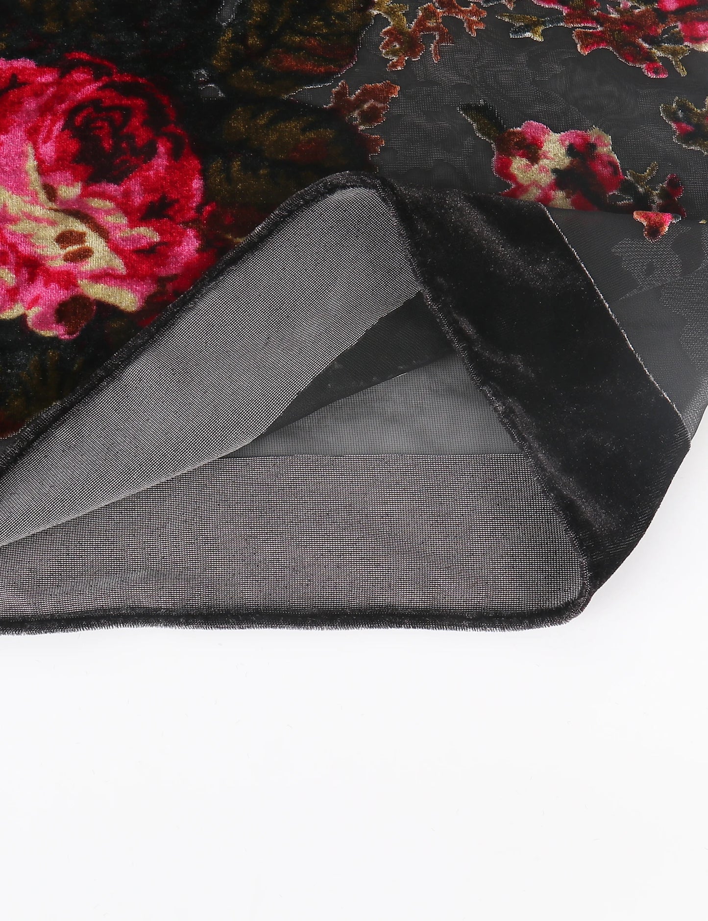 WeHello Women's Burnout Velvet Kimono Black Long Cardigan Cover Up Holiday Casual Cardigan Shawl Oversize Tops