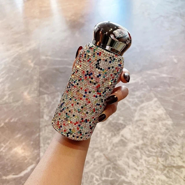 Rhinestone Water Bottle 260ML Diamond Insulated cups Luxurious Stainless Steel Thermos Mug Leak-Proof Water Cup for Coffee