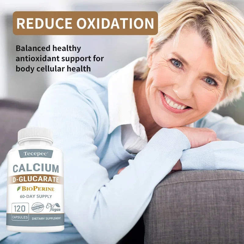 Calcium D-Gluconate Capsules - for Liver Detox & Cleansing, Fat Burning, Prostate, Metabolism, Antioxidant, Non-GMO