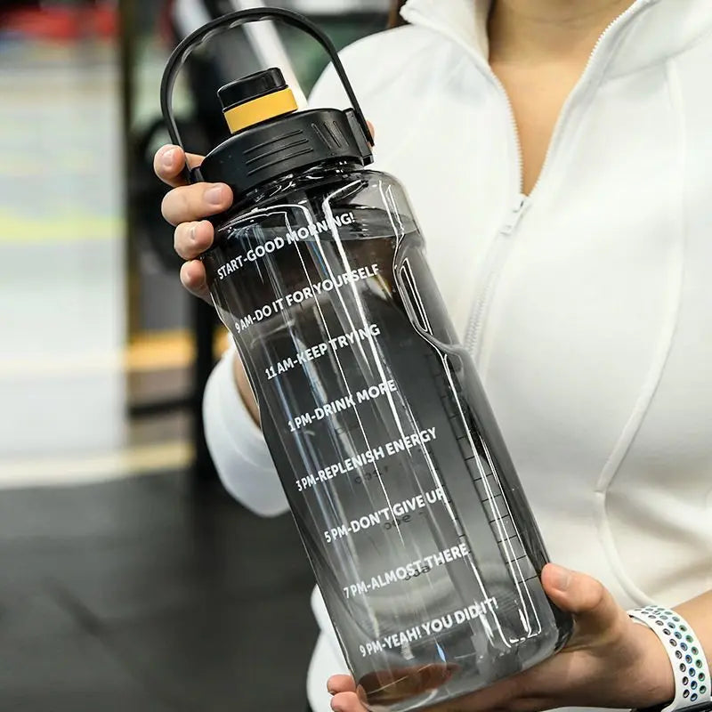 1.5 L/2L/3L Bottled Large Capacity Sports Water Cup Leak-proof With Time Marker And Straw Plastic For Home Outdoor Sports