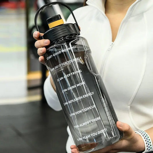 1.5 L/2L/3L Bottled Large Capacity Sports Water Cup Leak-proof With Time Marker And Straw Plastic For Home Outdoor Sports