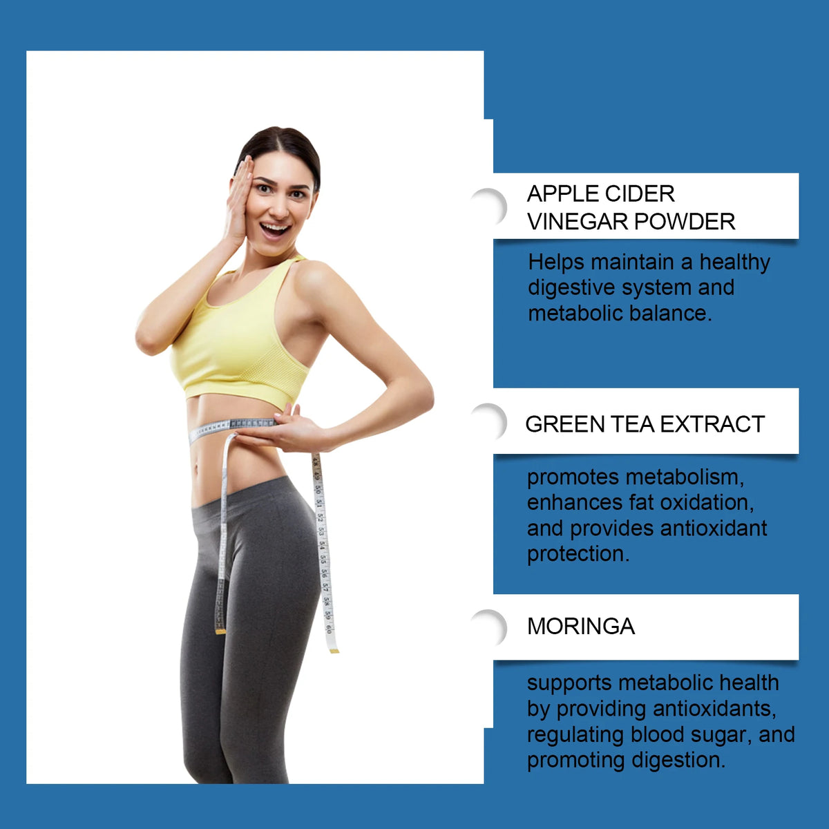 Organic Moringa Liquid Drops with Apple Cider Vinegar & Green Tea Extract for Skin, Gut and Immune Support, High Potency