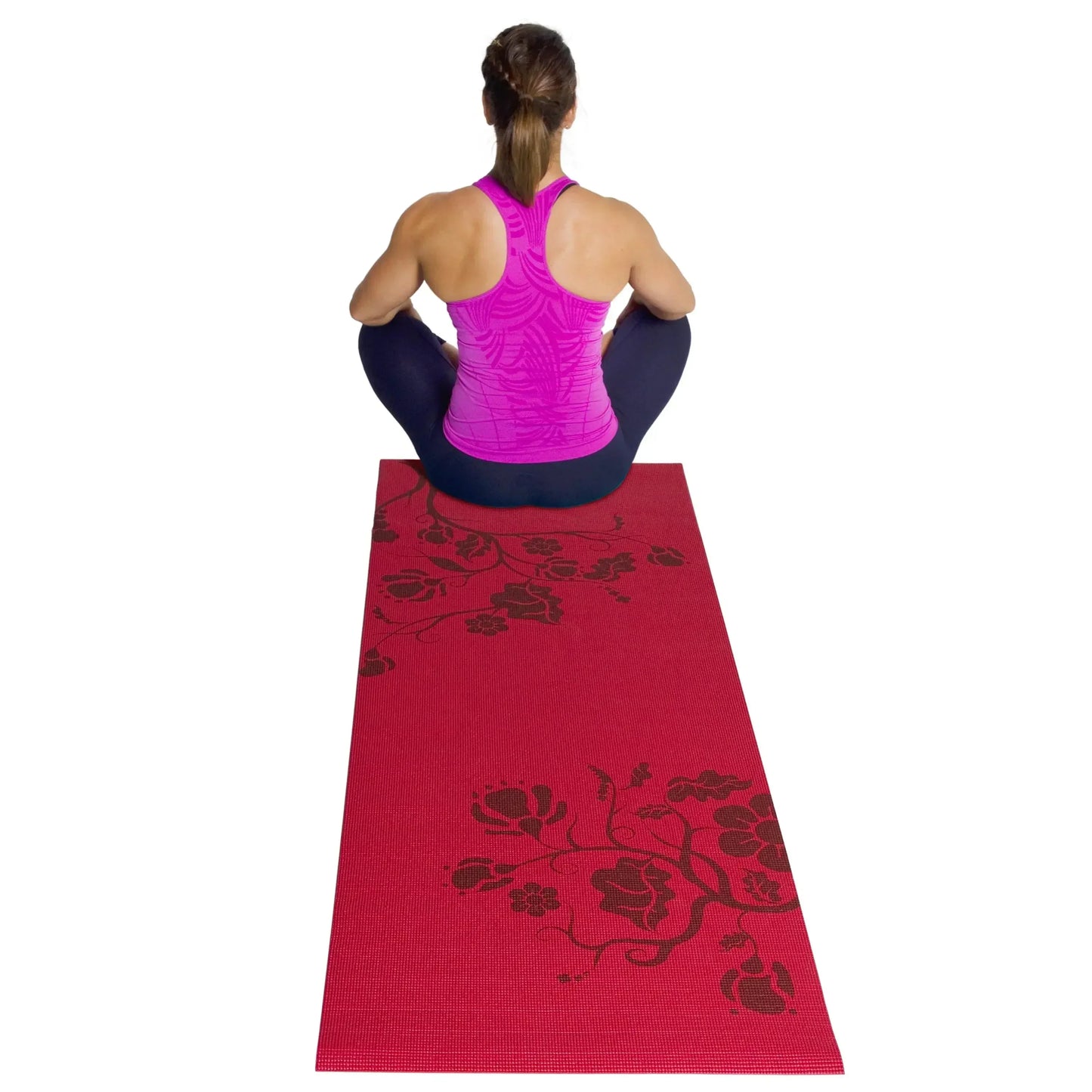 Yoga mat, fitness mat, non-slip surface, 24 x 68 inches, 5 mm, extra thick but lightweight, red. yoga mat thick