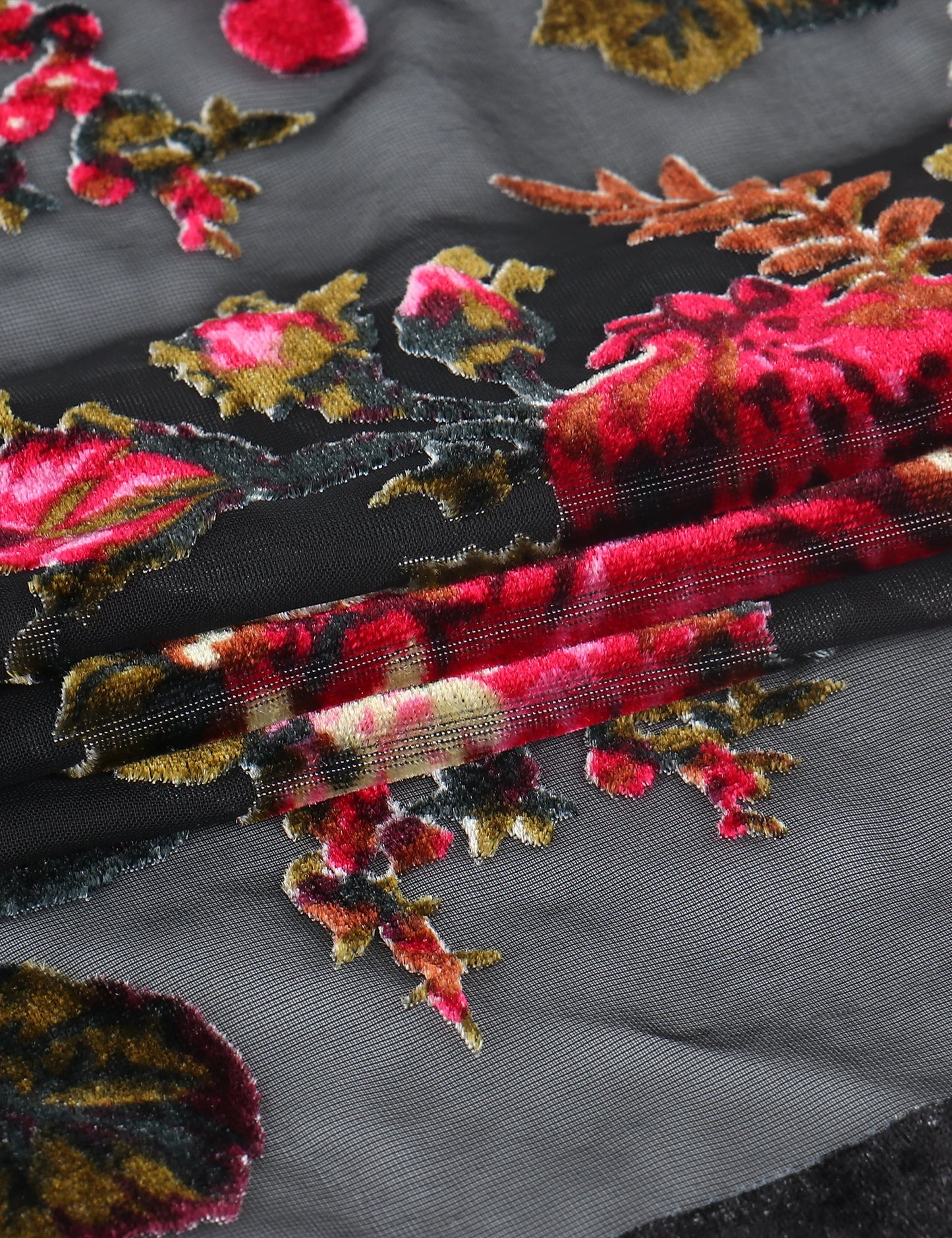 WeHello Women's Burnout Velvet Kimono Black Long Cardigan Cover Up Holiday Casual Cardigan Shawl Oversize Tops