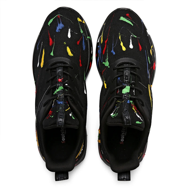 Mens Graffiti Running Shoes Mesh Breathable Lightweight Cushioning Training Athletic Sneakers