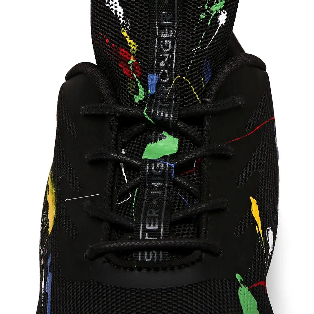 Mens Graffiti Running Shoes Mesh Breathable Lightweight Cushioning Training Athletic Sneakers