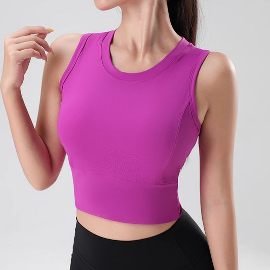 Women's Sports Tops Short Sleeve Gym Yoga Vest Underwear Gathering Shockproof Training Tops Training Clothing