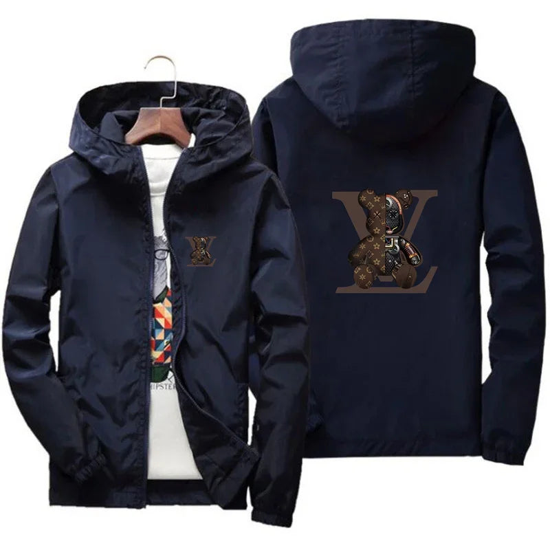 Spring and autumn casual printed zipper hooded jacket, fashionable new windproof and waterproof men's outdoor sportswear