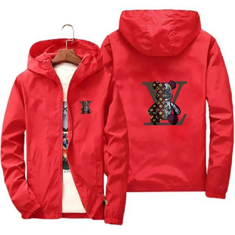 Spring and autumn casual printed zipper hooded jacket, fashionable new windproof and waterproof men's outdoor sportswear