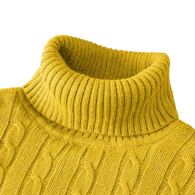Outdoor Men's Long Sleeve Knitted Sweaters Slim Fit Turtleneck Sweater Casual Pullover Sweater Winter Basic Heavyweight Top