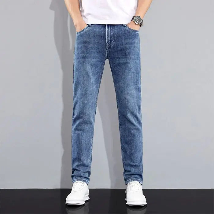 Autumn Winter New Men's Micro Elastic Straight Leg Denim Pants with Shape Skin Friendly Business Men's Pants in Multiple Sizes