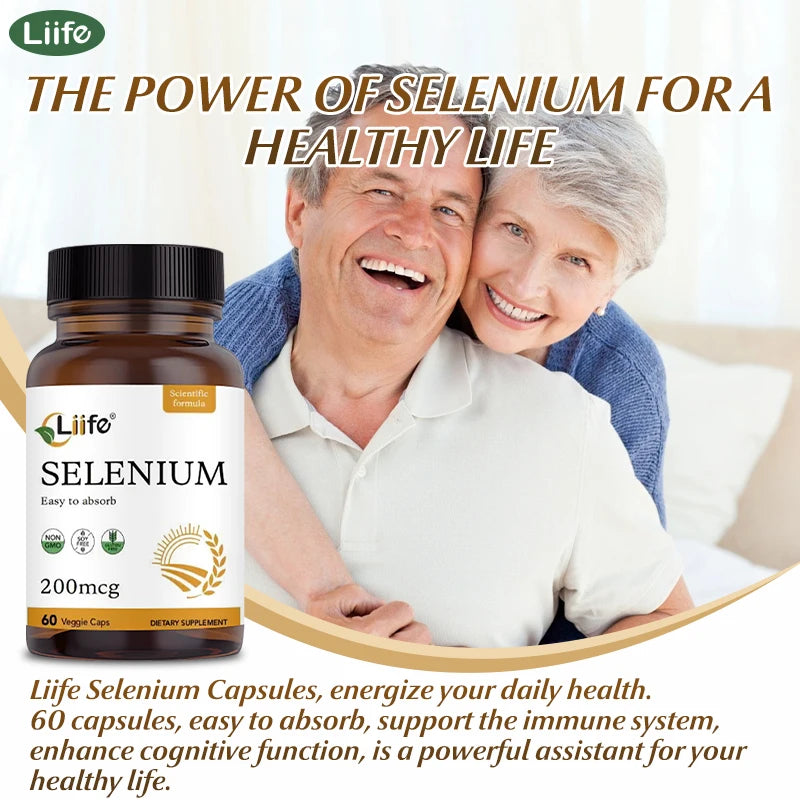 Liife Selenium 60 Caps - Antioxidant, Cell & Cognitive Support, Essential Trace Elements for Men & Women