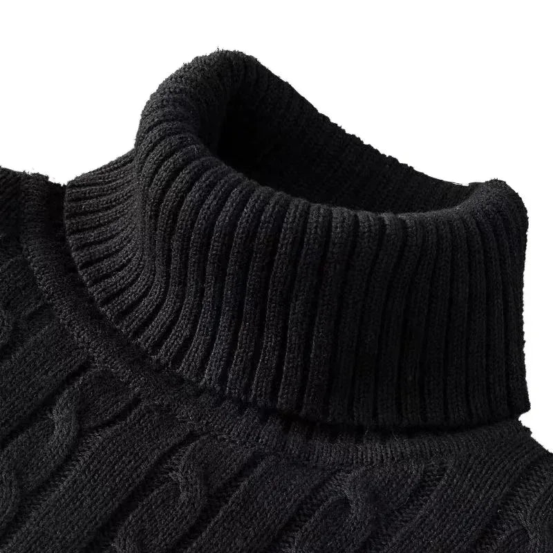 Outdoor Men's Long Sleeve Knitted Sweaters Slim Fit Turtleneck Sweater Casual Pullover Sweater Winter Basic Heavyweight Top