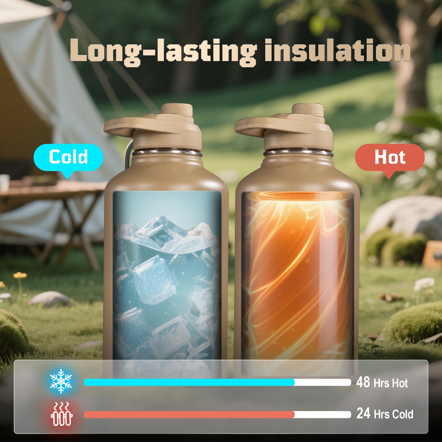 OneTigris 64oz Insulated Water Bottle, Stainless Steel Tactical Water Jug with 3 Lids, Straw, Leak-Proof Design & Carry Bag