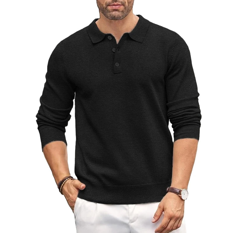 Animal Game Mens Button Polo Shirts Slim Mock Neck Shirt Knit Polo Sweaters Casual Dress Jumper Winter Thermal Pullover Sweater
