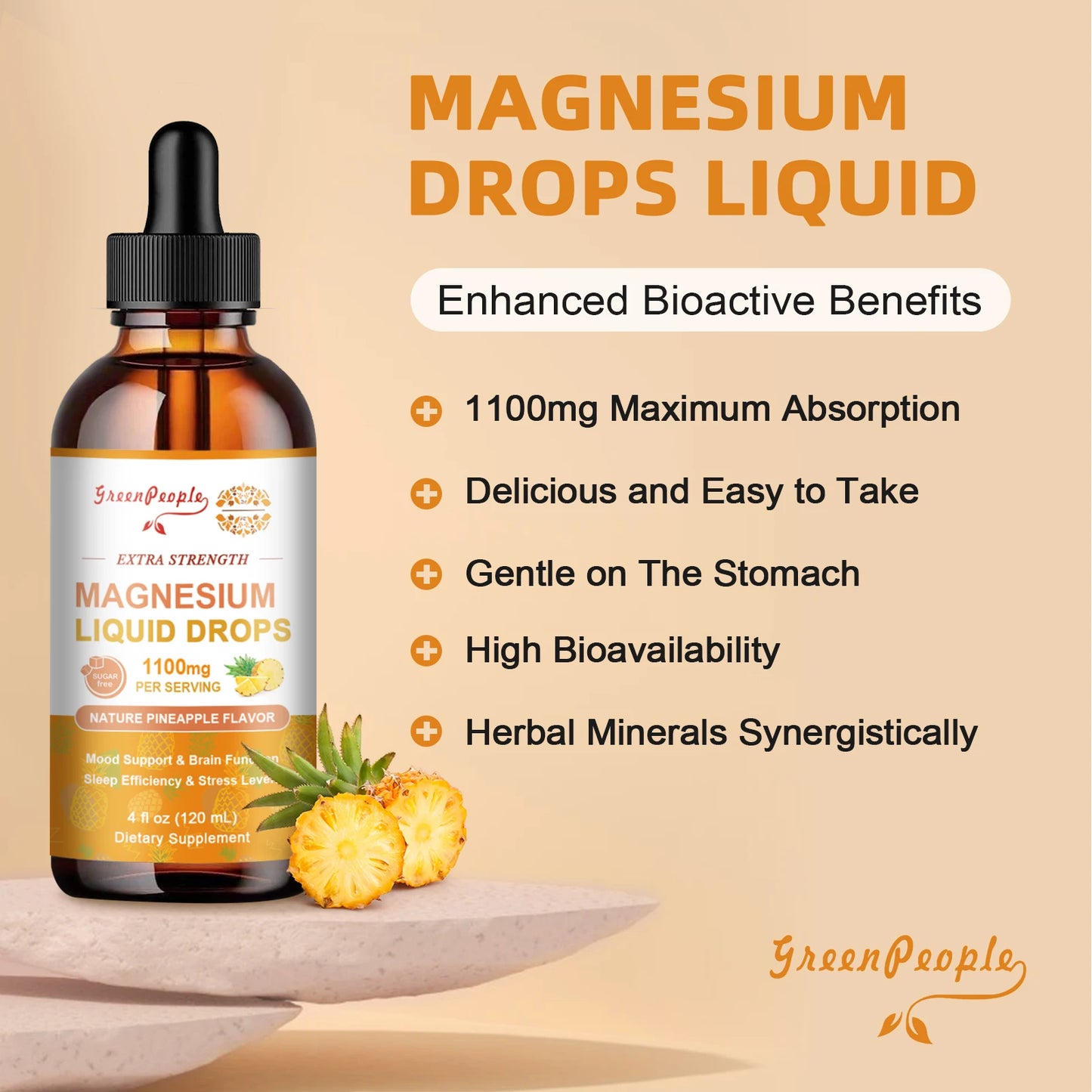 Magnesium Glycinate Liquid Drop Triple Magnesium Supplement with Magnesium Glycinate & Citrate for Calm Mood,Muscle & Sleep
