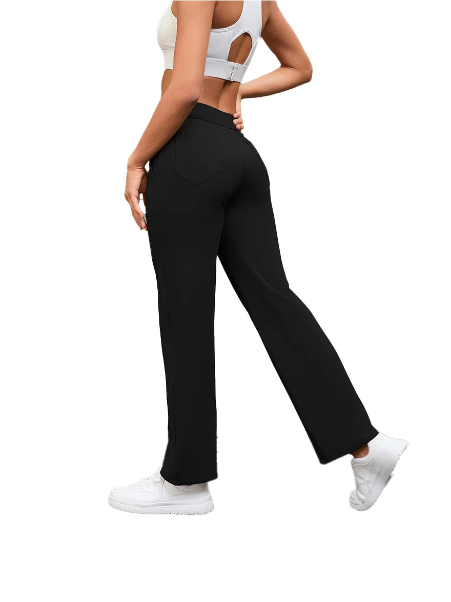 2025 New Spring Solid Color Loose Wide Leg Pants Women Button Casual Trousers Fashion High Waist Yoga pants Straight Pants