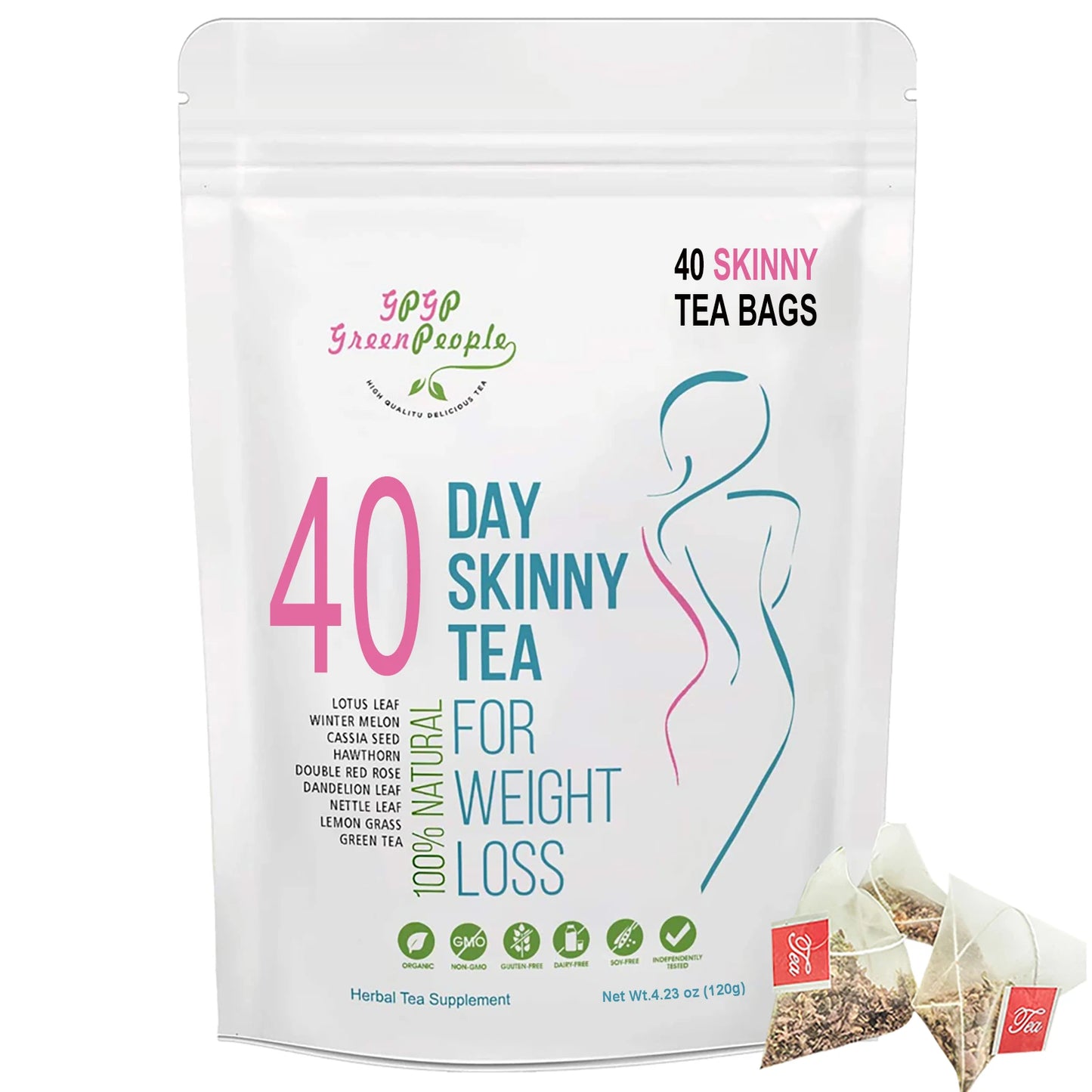 Natural 40 Days Herbal Skinny Detox Weight Loss Supplement No Caffeine Non-GMO Health Food Vitamins And Supplements