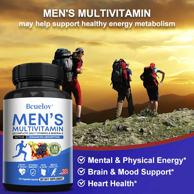 Men's Multivitamin - with Vitamins A, C, D, E & Zinc, High Absorption Supplement - Build Endurance & Muscle, 120 Tablets