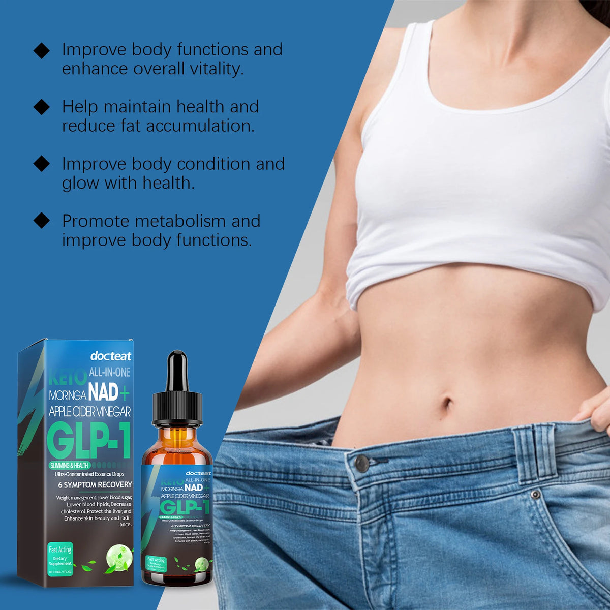 Organic Moringa Liquid Drops with Apple Cider Vinegar & Green Tea Extract for Skin, Gut and Immune Support, High Potency