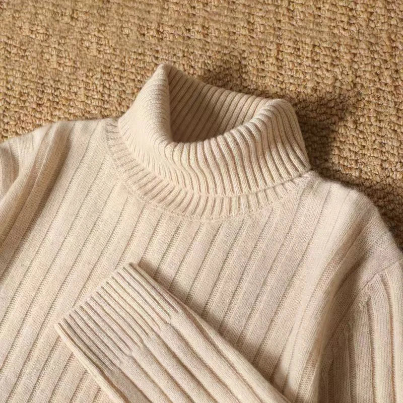 Animal Game Men's Long Turtleneck Stripes Sweater Casual Knitwear Pullover Sweaters Outdoor Warm Thick Heavyweight Cold Blouse