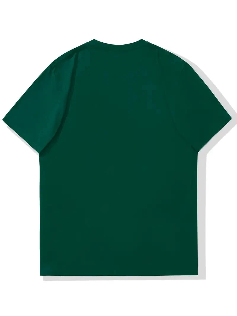 Men's summer 100% pure cotton fashionable casual loose sports yin-yang tree pattern print round neck short sleeved T-shirt top