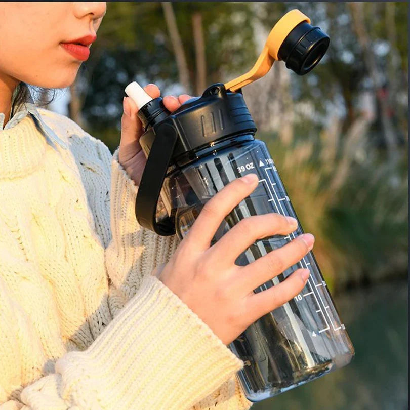 1.5 L/2L/3L Bottled Large Capacity Sports Water Cup Leak-proof With Time Marker And Straw Plastic For Home Outdoor Sports