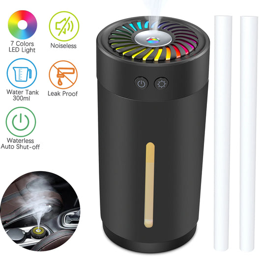 300ml Mini Ultrasonic Humidifier USB with 7 Colors LED Light Dual Mist Modes for Home/Office/Baby Room/Bedroom/Car Travel/Yoga