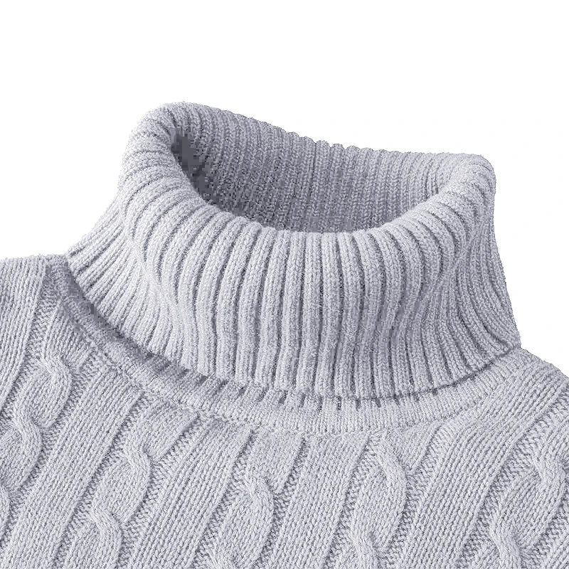 Outdoor Men's Long Sleeve Knitted Sweaters Slim Fit Turtleneck Sweater Casual Pullover Sweater Winter Basic Heavyweight Top