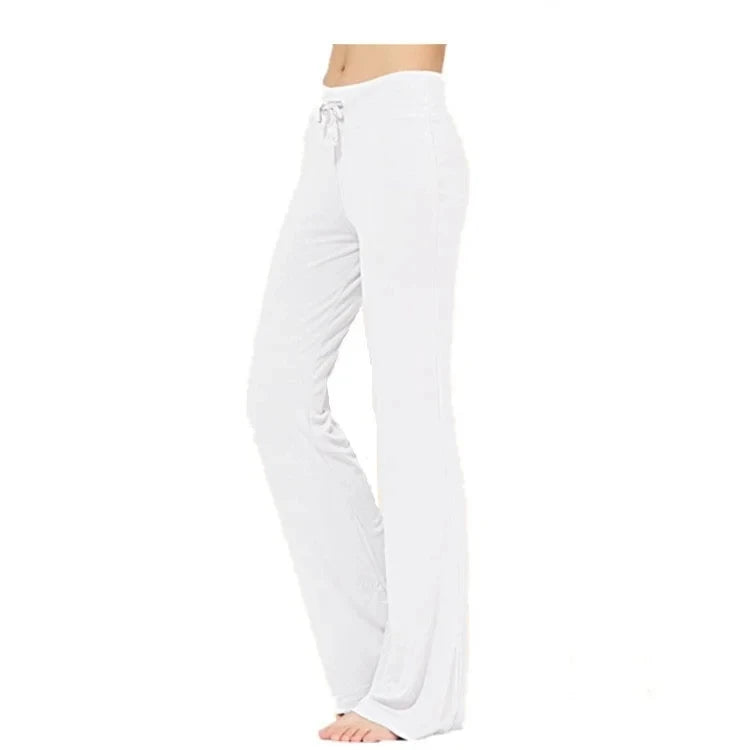 Activewear Women Wide Leg Pants Casual Cotton Yoga Pants With Pockets High Waist Drawstring Baggy Sweatpants Flare Leggings