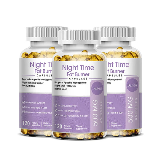 Daitea Night Time Fat Burner 500MG, for Men and Women, Weight Management, Healthy Sleep, Boost Metabolism, 120 Capsules