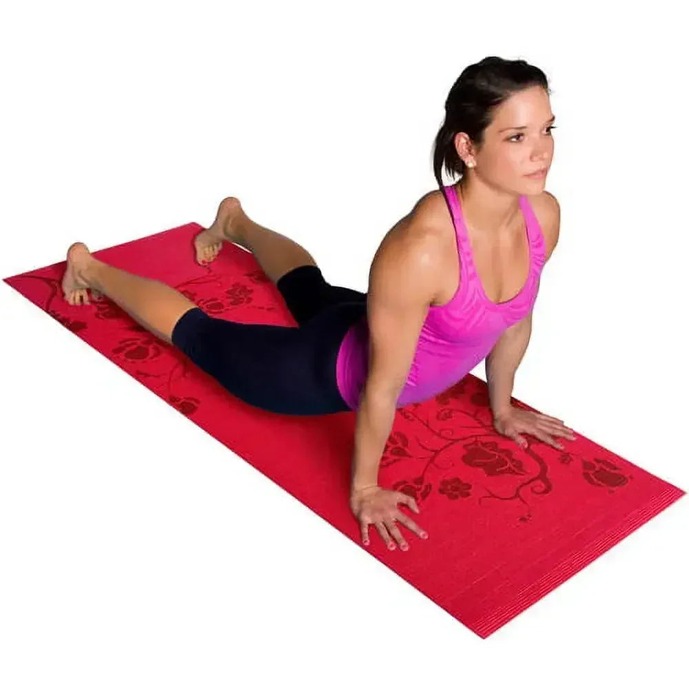 Yoga mat, fitness mat, non-slip surface, 24 x 68 inches, 5 mm, extra thick but lightweight, red. yoga mat thick
