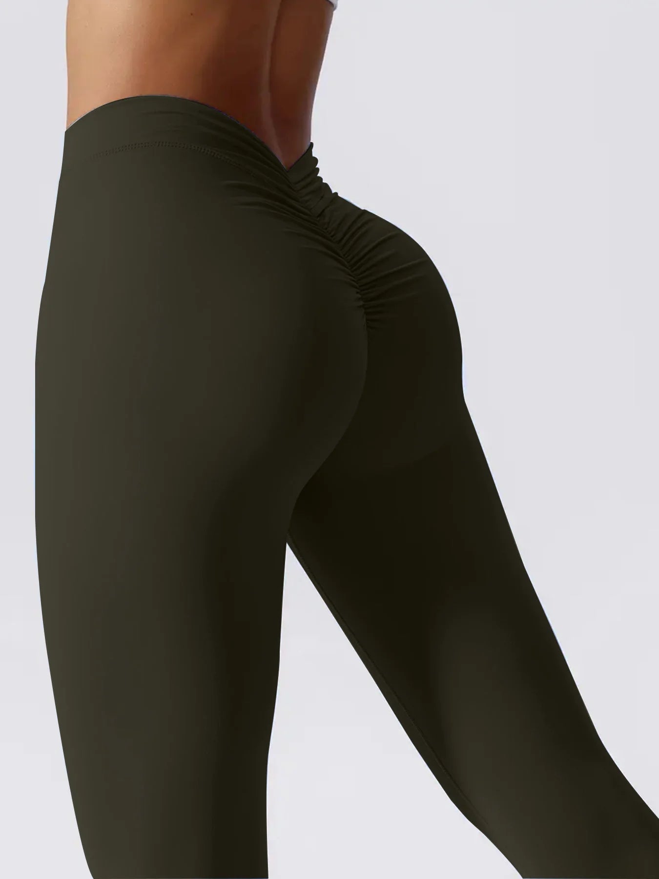 Women's Sports Leggings Cross-Over Yoga Trousers with High-Waist Stretch V-Shaped Tight-Fitting Leggings