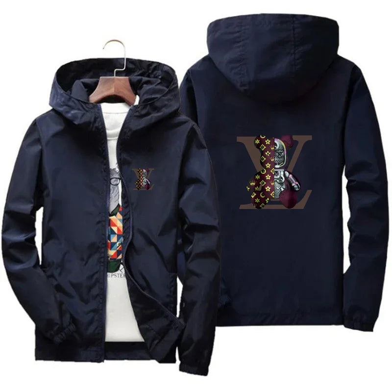 Spring and autumn casual printed zipper hooded jacket, fashionable new windproof and waterproof men's outdoor sportswear