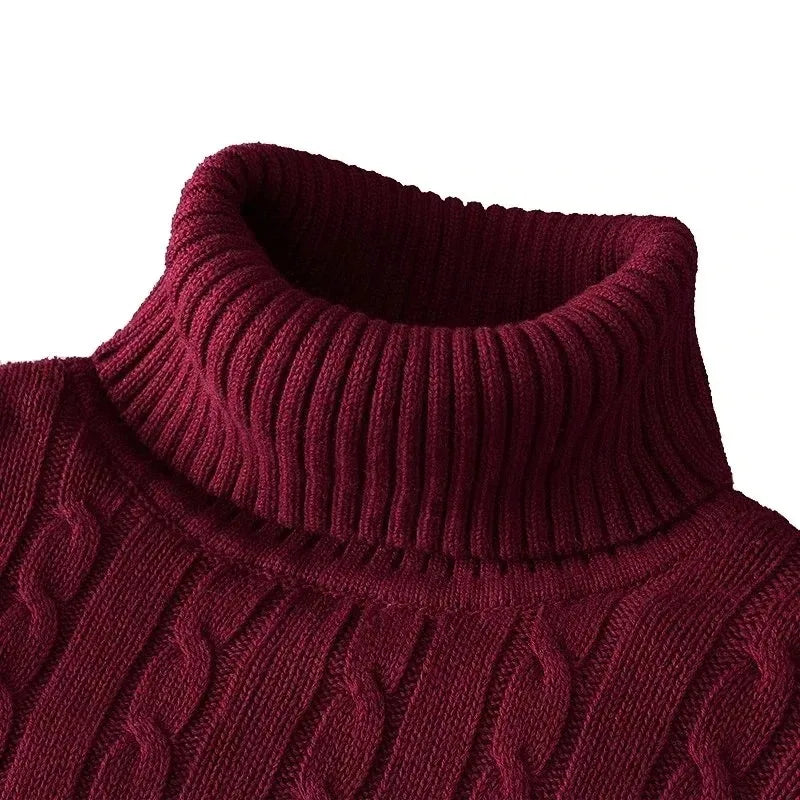 Outdoor Men's Long Sleeve Knitted Sweaters Slim Fit Turtleneck Sweater Casual Pullover Sweater Winter Basic Heavyweight Top