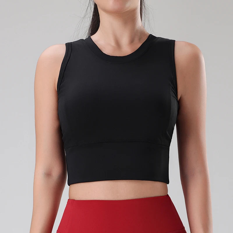 Women's Sports Tops Short Sleeve Gym Yoga Vest Underwear Gathering Shockproof Training Tops Training Clothing