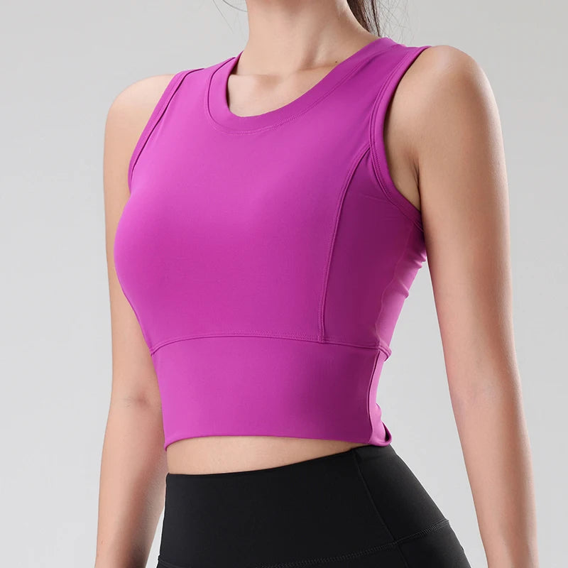 Women's Sports Tops Short Sleeve Gym Yoga Vest Underwear Gathering Shockproof Training Tops Training Clothing