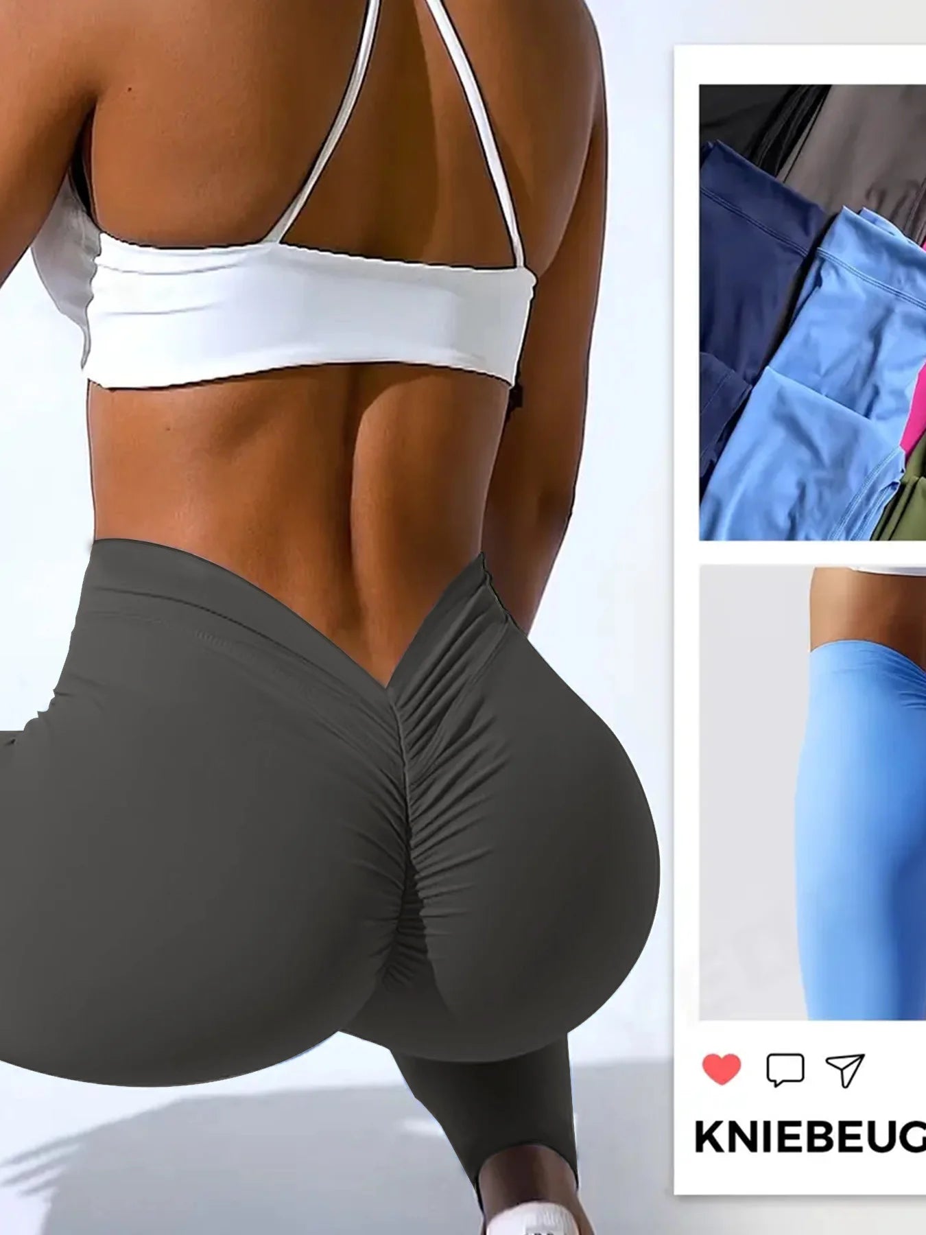 Women's Sports Leggings Cross-Over Yoga Trousers with High-Waist Stretch V-Shaped Tight-Fitting Leggings