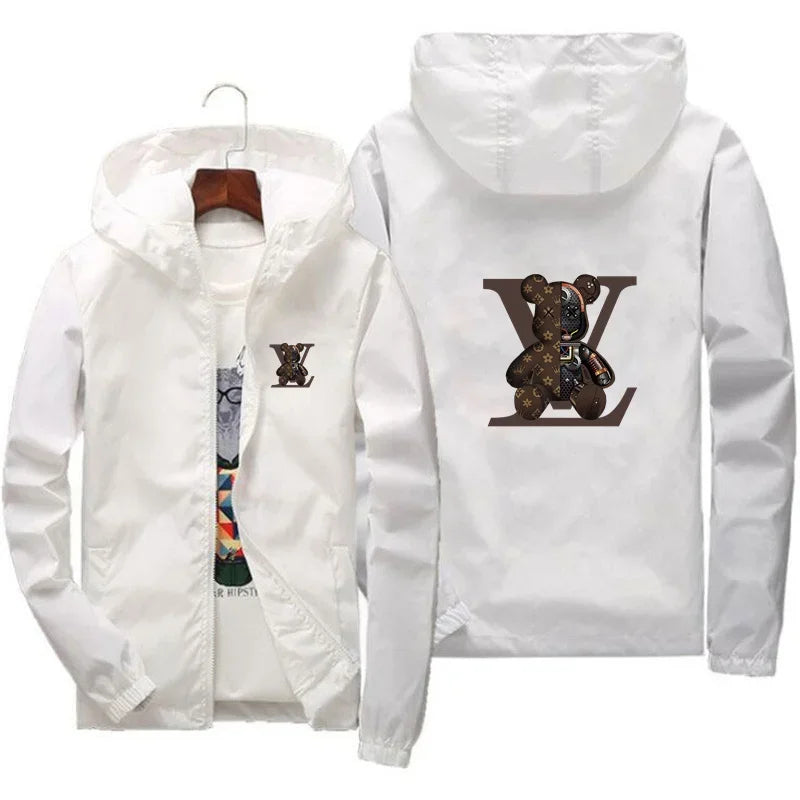 Spring and autumn casual printed zipper hooded jacket, fashionable new windproof and waterproof men's outdoor sportswear