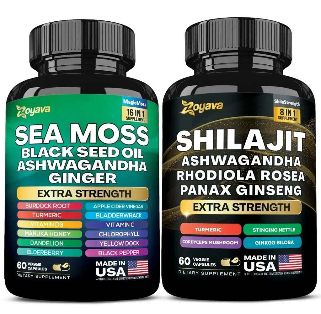 Seaweed 16-in-1, 19,445 Mg (60 Capsules) and Shilajit 8-in-1, 15,250 Mg (60 Capsules) Vitality Kit, 24 Ingredients