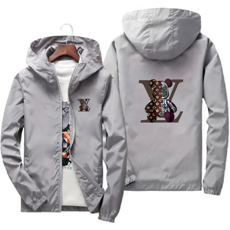 Spring and autumn casual printed zipper hooded jacket, fashionable new windproof and waterproof men's outdoor sportswear