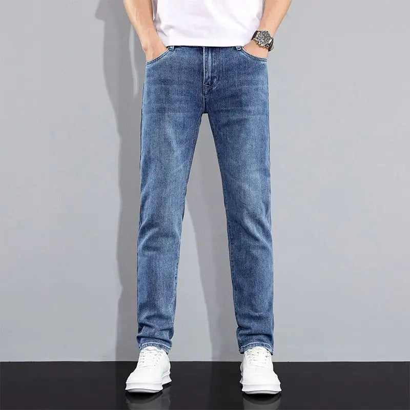 Autumn Winter New Men's Micro Elastic Straight Leg Denim Pants with Shape Skin Friendly Business Men's Pants in Multiple Sizes