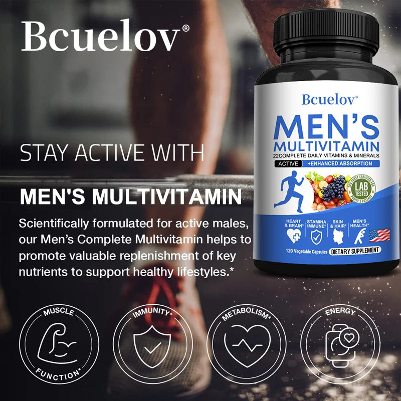 Men's Multivitamin - with Vitamins A, C, D, E & Zinc, High Absorption Supplement - Build Endurance & Muscle, 120 Tablets