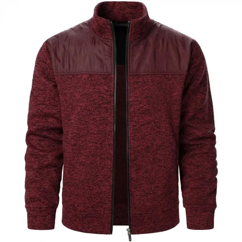 Men's Patchwork Sweatshirts Stand Collar Jacket Slim Fit Cardigan Streetwear Sportswear Casual Zip Up Coat Outdoor Tracksuit Men