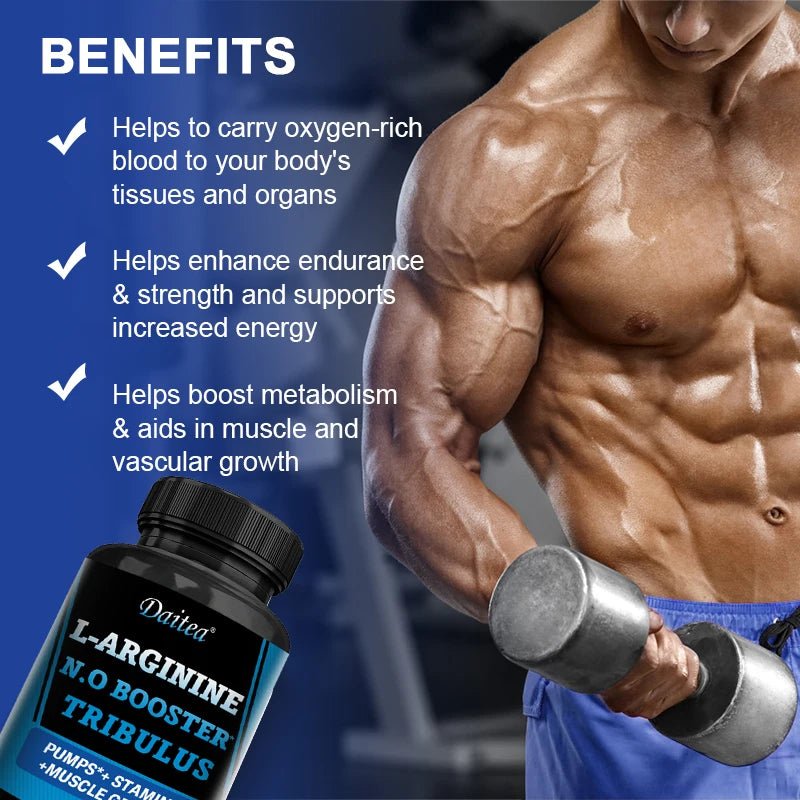 Male Strength Supplement - Contains Vitamins and Minerals to Support Male Energy, Muscle Mass and Blood Flow, 120 Capsules