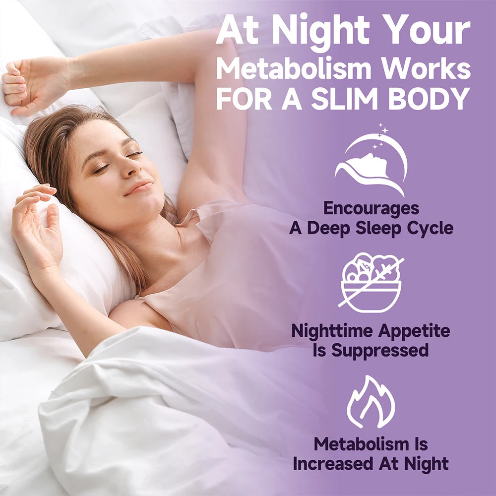 Daitea Night Time Fat Burner 500MG, for Men and Women, Weight Management, Healthy Sleep, Boost Metabolism, 120 Capsules