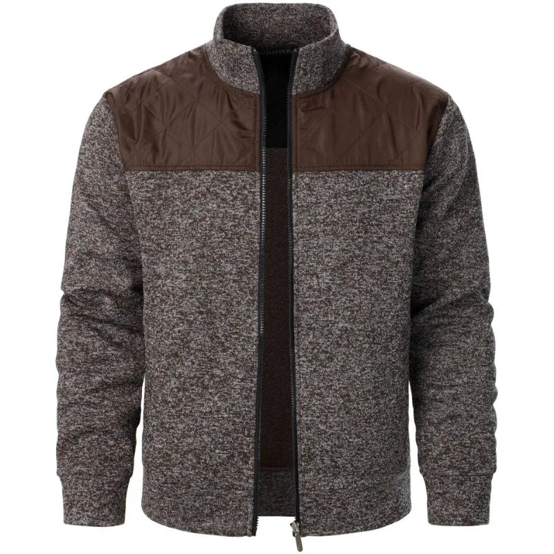 Men's Patchwork Sweatshirts Stand Collar Jacket Slim Fit Cardigan Streetwear Sportswear Casual Zip Up Coat Outdoor Tracksuit Men