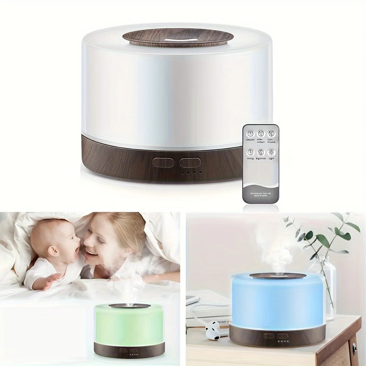 16.91oz 5-in-1 Essential Oil Diffuser with Humidifier | Ultrasonic Aromatherapy, 7 LED Colors, Auto Shut-Off & 6  Oils