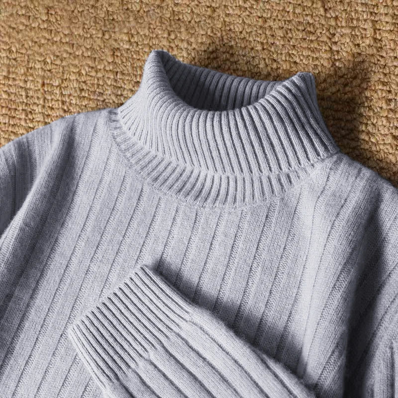 Animal Game Men's Long Turtleneck Stripes Sweater Casual Knitwear Pullover Sweaters Outdoor Warm Thick Heavyweight Cold Blouse