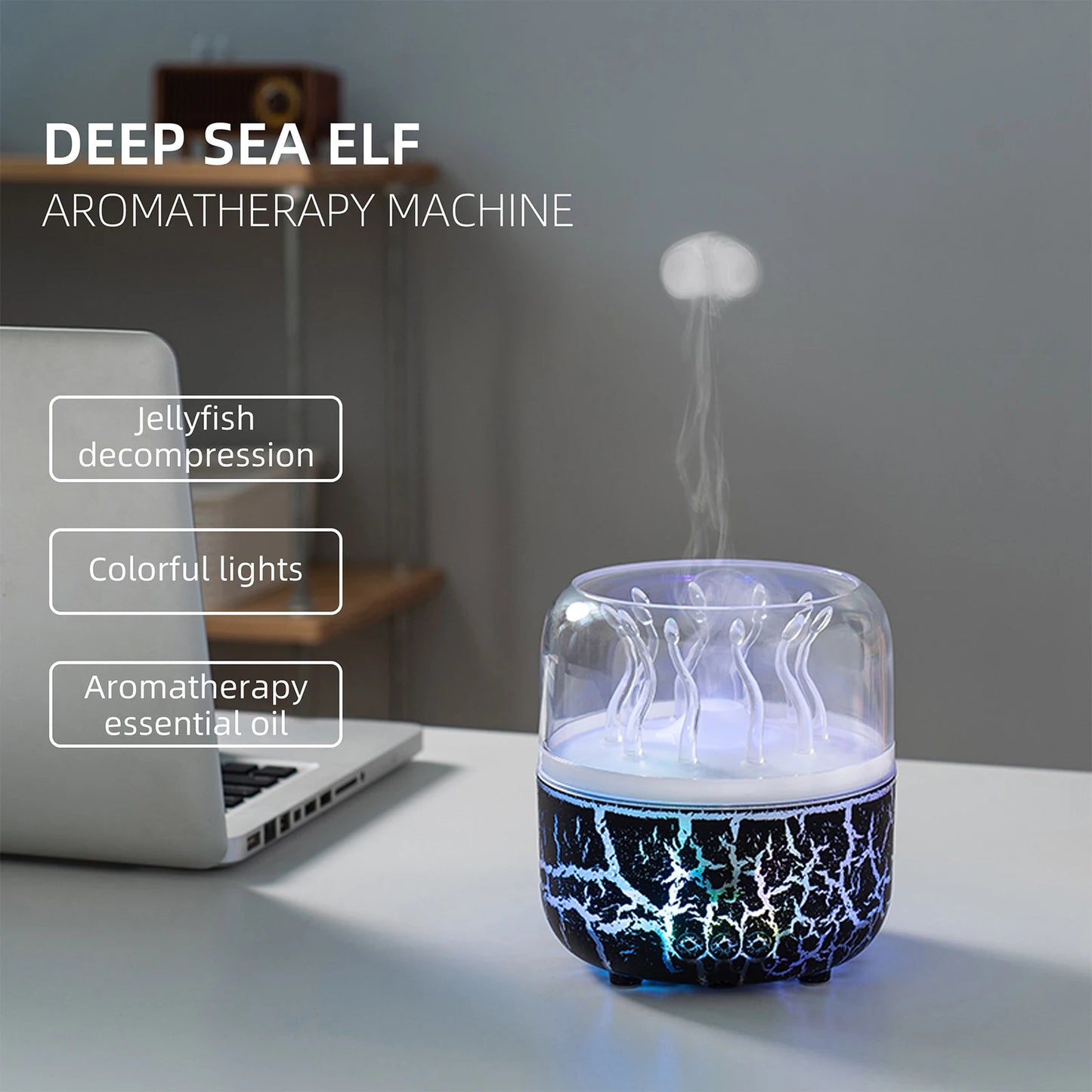 280ml Jellyfish Air Humidifier with Timer Essential Oil Diffuser Aromatherapy Jellyfish Diffusers for Home Bedroom Spa Office